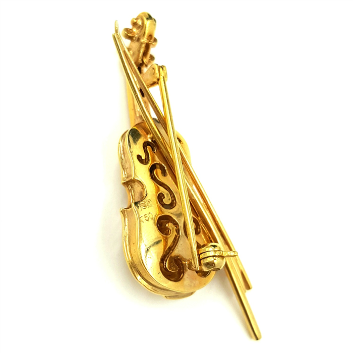 Small Golden Violin Brooch